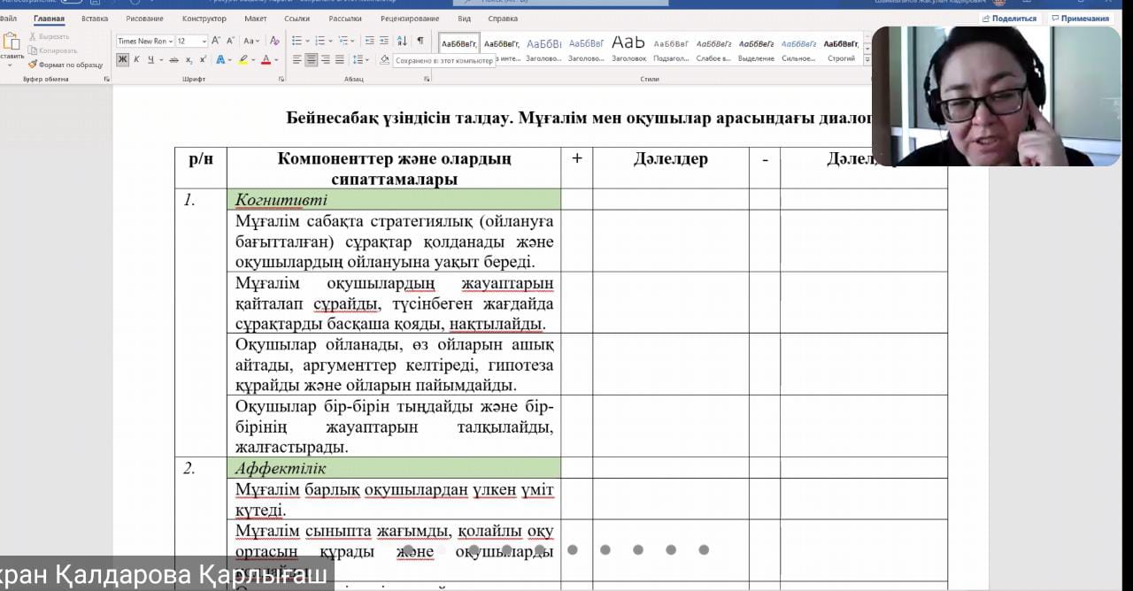 «Сабақты бақылау  мен талдау бақылау әдісі ретінде» вебинар.